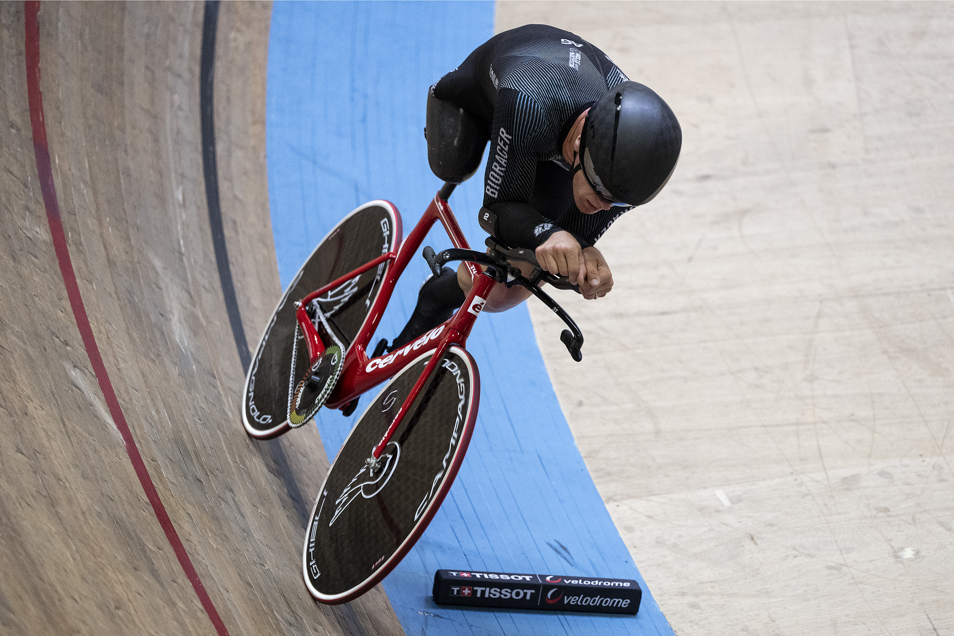 16.07.2022; Grenchen; Paracycling - world hour record attempts;.Ewoud Vromant (leg amputation) during his hour world record attempt at the Grenchen Velodrome. .(Urs Lindt/freshfocus).